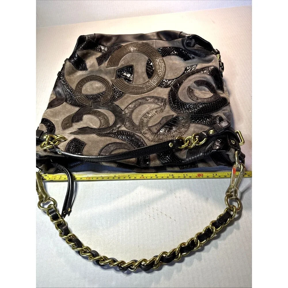 COACH LIMITED ED Brooke #14340 Inlaid C Suede Taupe Brown Hobo Bag Purse Exc C